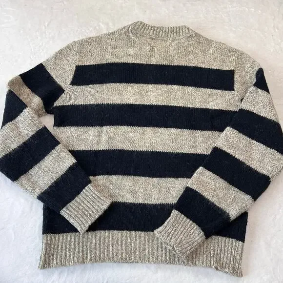 Jamaica Bay Vintage Gray Black Striped Wool Sweater Size XL - Picture 2 of 6